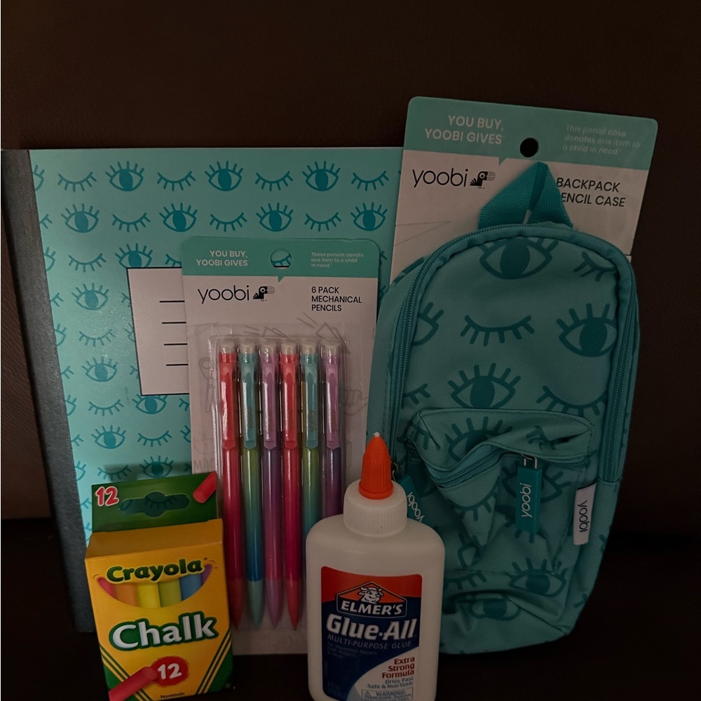 Yoobi Teal Mini Backpack Pencil Case Winky Aqua Green / School Supplies Set New